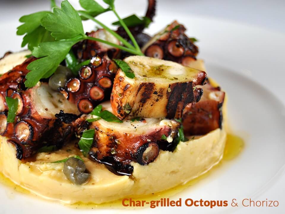 Char-grilled Octopus & Chorizo traditional London food